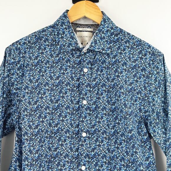 Con.struct Men Slim Fit Stretch Long Sleeve Button Up Shirt Medium Floral - Picture 2 of 6